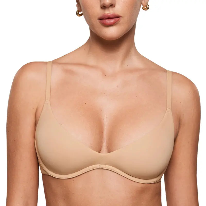 Women's Plus Plunge Bra - Unlined Underwire Sexy Demi Balconette Bras