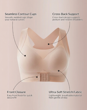 LAST DAY PROMOTION - 50% OFF Front Closure Cross-Back Wireless Posture Bra