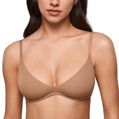 Women's Plus Plunge Bra - Unlined Underwire Sexy Demi Balconette Bras