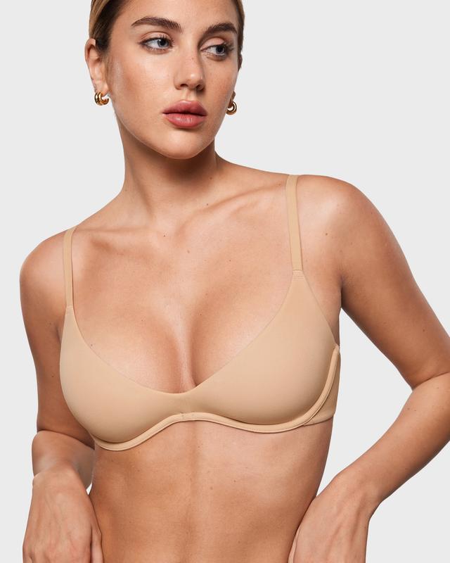 Women's Plus Plunge Bra - Unlined Underwire Sexy Demi Balconette Bras